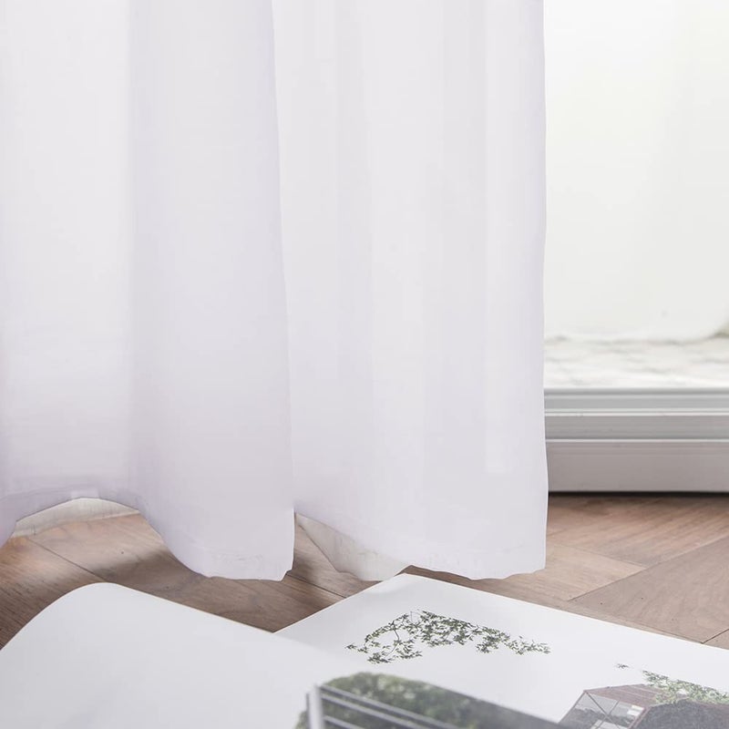 MIULEE Luxury Sheer Voile Elegant Window Scarf Topper - Long Valance Solid Treatment Swags Drapes for Ceremony, Wedding, Canopy Bed - 54" x 216" White 1 Piece - Image 5